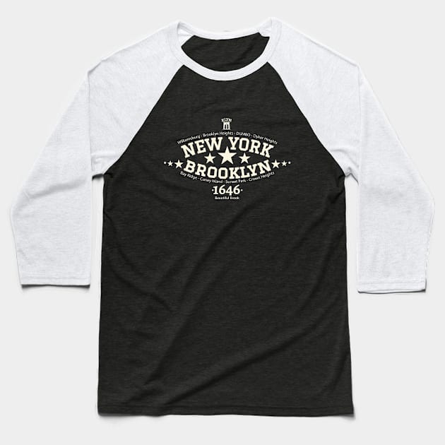 New York Brooklyn, Brooklyn Schriftzug, Brooklyn college style Logo Baseball T-Shirt by Boogosh